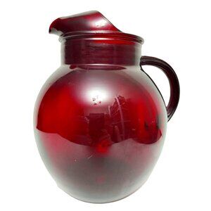 Vintage Art Deco Roly Poly Royal Ruby 96oz Pitcher by Anchor Hocking